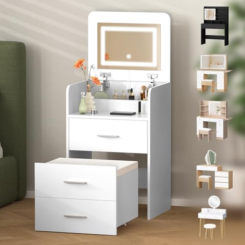 ALFORDSON Tocador 3 en 1 con taburete espejo