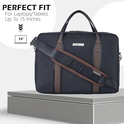 Image of Lavie Sport Elevate Briefcase 9L Laptop Briefcase Bag | Premium Leatherette Business Briefcase for Men & Women | Messenger Shoulder Bag with Detachable Strap