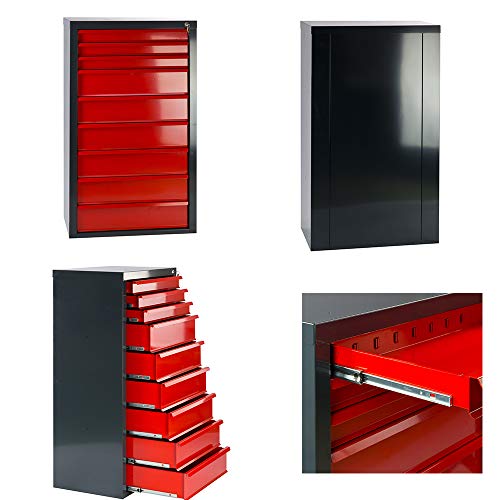 DEMA Schubladenschrank Fernando 9 Schubladen Blau/Grau/Rot