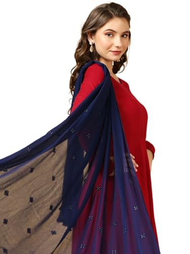 Image of DUPATTA BAZAAR Women's Embroidered Chiffon Dupatta with Delicate Sequins