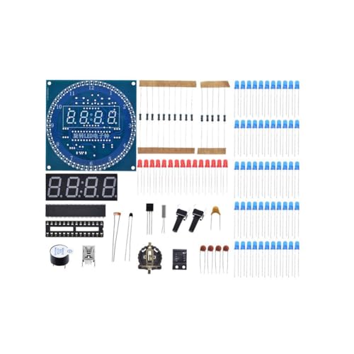 Haopeuk Kit d'horloge numérique électronique C51 Microcontrôleur Carte d'apprentissage DS1302 Module d'affichage LED rotatif DIY Production Pièces de rechange Accessoires