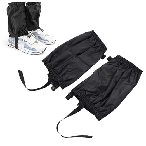 Polainas de Tobillo a Prueba de Agua, Banda Elástica Ajustable, Polainas de Pierna Transpirables para Hombres y Mujeres, Senderismo, Caza, Escalada de Montaña (Negro)