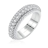 Senteria Fidget Spinner Ring Anxiety Ring for Women Men Chunky Sterling Silver Rings Cubic Zirconia Spinning Ring for Anxiety Relief Ring Size 7