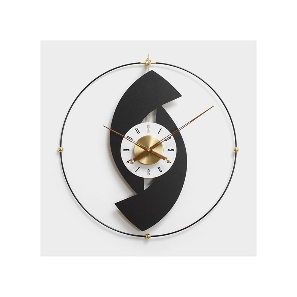 J9V4G6S3B5 Analogue Wall Clock 60cm Restaurant Decoration Clock Living Room Light Luxury Large Non Perforated Simple Wall Gray/black for Room Decoration(Black)
