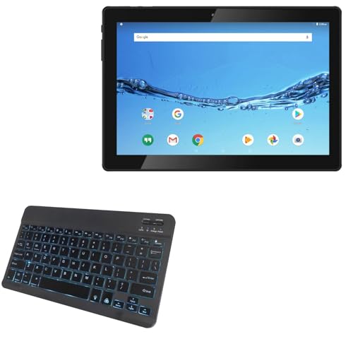 BoxWave Keyboard Compatible with Digiland DL1016 Tablet (10.1 in) - SlimKeys Bluetooth Keyboard - with Backlight, Portable Slim LED 7 Colors - Jet Black