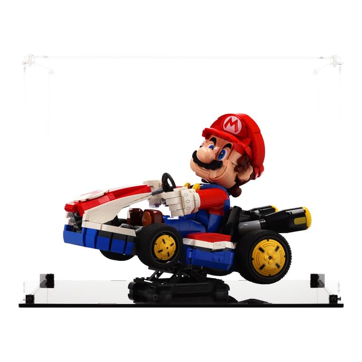 Display Case compatible with LEGO 72037 Mario Kart – Mario & Standard Kart, (Clear Back Panel)