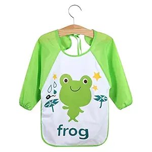 iDream Kids Waterproof Long Sleeve Art Smock Bibs Apron For Painting Artwork Feeding (Frog)