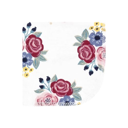 Image of Hudson Baby Unisex Baby Flannel Cotton Poly Washcloths, Blush Navy Floral 12Pk, One Size