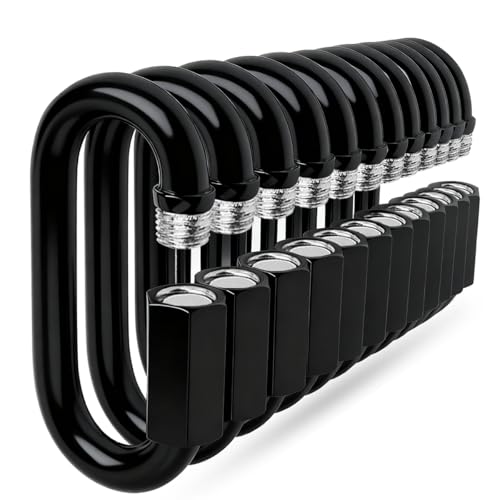 Image of Quick Link - Ekunbuy Heavy Duty Black Chain Link Connector,Screw Lock Oval Clips Electrophoresis Anti-Rust Coating for Secure Outdoor & Indoor Use in Camping, Hammocks,Gym (M6(2.36in, Piece, 12)