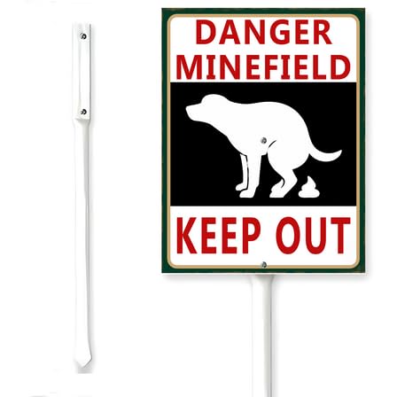 Horienteeon Danger Minefield Keep Out Aluminum Yard Sign With Stake No Dog Poop Pee Curb You Dogs Caution Warning Neighborhood Sturdy Aluminum Sign For Outdoor Lawn Grass Street Decoration 8x12 Inch