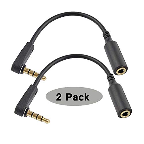 Seadream 2PACK 6 inch 4-Pole 3.5mm Male Right Angle to Female Stereo Audio Cable Headset Headphone Extension Cable Replacement for Beats Dr. Dre Studio iPhone,3.5mm M to F Audio Cable,Black