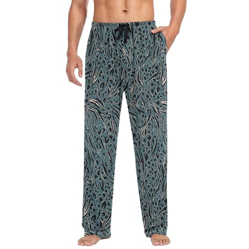 Men's Pajama Pants,Leopard Navy Blue Print Lounge Lightweight Sleep Bottoms Pants with Pockets Size S-XXL3