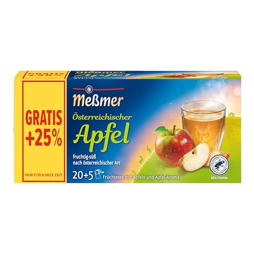 Meßmer Ländertee Österreichischer Apfel | Vorteilspackung 20+5 Teebeutel | Früchtetee mit Äpfeln und Apfel-Aroma | fruchtig-süß
