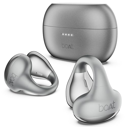 Image of Boat Airdopes Loop OWS Earbuds w /Clip-On Fit, Air Conduction Tech, 50HRS Battery, 4Mics ENx, Dual EQ Modes, 12mm Drivers, 40ms Latency, ASAP Charge, OWS Ear Buds in Ear Bluetooth Earphones(Cool Grey)