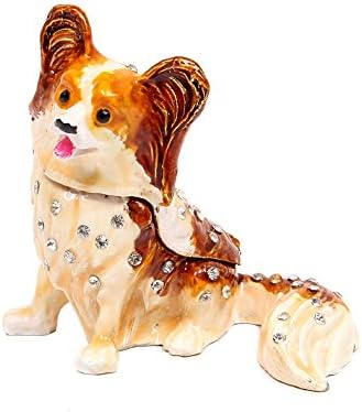 QIFU Dog Series Hand Painted Hinged Jewelry Trinket Box Unique Gift Home Decor