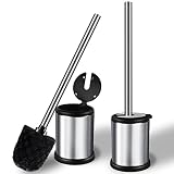Leadfun Brosse WC Brosse de Toilette, Set de 2 Balai Brosse Noire, Faite d'acier Inoxydable, Set de Brosses de Toilette Debout (Set de 2)