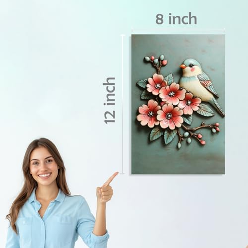 Image of SiddArtify Bird Wall Art Prints Set - Vintage Floral Poster Decor for Living Room Bedroom Office - 8x12 inch Board Pack of 6