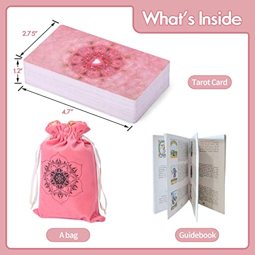 Erbacan Classic Pink Tarot Cards with Guidebook-Tarot Cards for Beginners-Learining Tarot Deck with Guidebook(Free Pouch Bag)