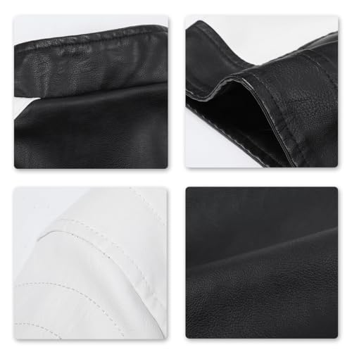 Image of Men's PU Faux Leather Jacket White Black Moto Bomber Fashion Slim Fit Coat