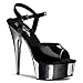 Pleaser Women's Delight-609 Platform Sandal,Black/Chrome,9 M US