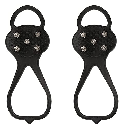 ZYuan Crampons Antidérapants 5 Clous en Acier Inoxydable, Poignées À Neige en Glace Prune Hautement Élastiques, Crampons Traction en Acier Résistants À l'usure Enfants Unisexes (Color : Black) Cover