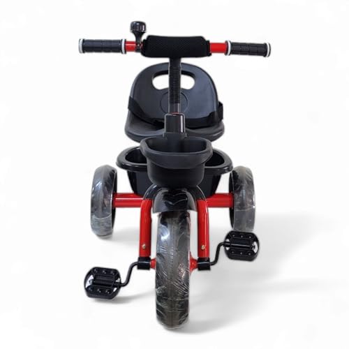 Image of MEKASHI T-001RW Plug N Play Kids Trike /Baby Tricycle, Big Size Storage Basket, Bell, Comfortable Seat with Seat Belt, 12 to 48 Months, Load Upto 35Kg, Easy Assembly, Heavy Guage Steel Frame, Red