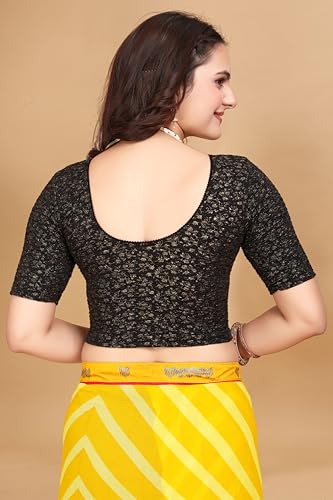Image of SFT Women's Polycotton Readymade Saree Blouse with Round Neck Half Sleeves Solid Pattern Regular Fit Pull On Closure and Standard Length