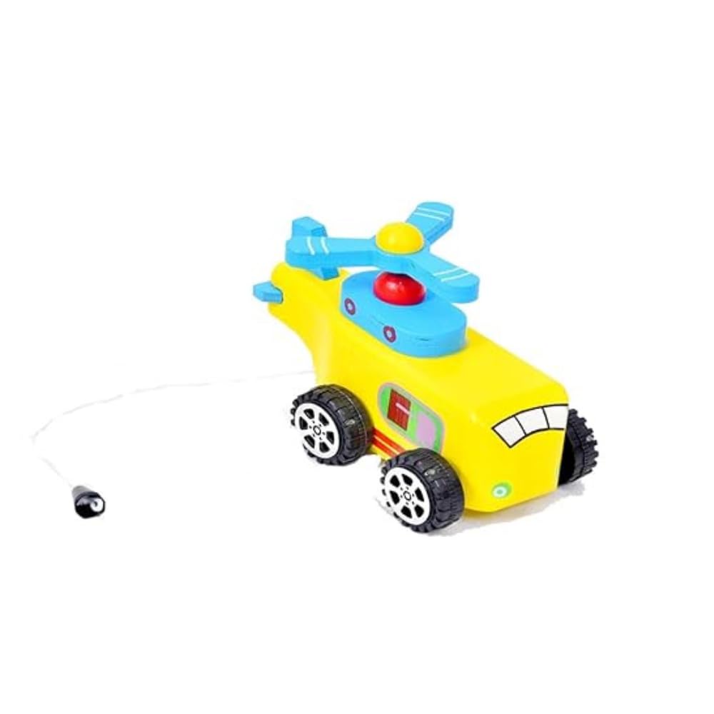 SubiMouIQ Wooden Wind-Up Pull String Helicopter – Multicolor Educational Toy for Toddlers, Infants & Kids 12 Months+ | Perfect Montessori Gift for Boys & Girls - Image 3 thumbnail