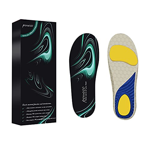 POUECC Plantar Fasciitis,Arch Support Insoles for Men and Women,Flat Foot Insoles,Orthopedic Insoles,Relieve and Prevent Foot Pain,Foot Protection Insoles