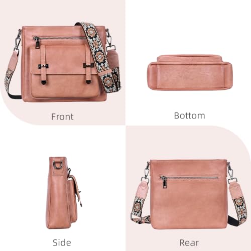 Image of Iswee Soft Leather Crossbody Bags for Women Shoulder Handbags Multi Pockets | Travel Purse with Adjustable Strap Medium Size Organizer Designer Pocketbooks with Adjustable Strap