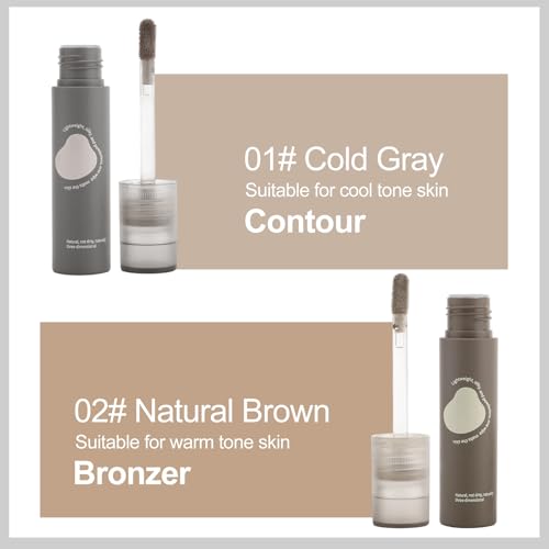 Erinde Płynny bronzer i konturowanie, długo utrzymujące się naturalne konturowanie, wysoko pigmentowane, matowe wykończenie, łatwe blendowanie, do makijażu konturowanego, wegański, naturalny brąz