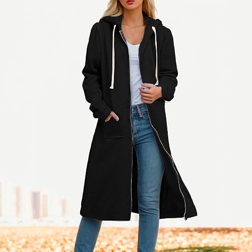 Long Sweatshirt Jacket for Women,Zip Up Hoodies for Women Fall 2025 Long Sleeve Oversized Sweatshirts Casual Lightweight Fleece Long Jackets with Pockets,2