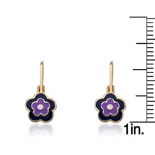 Kids Earrings - 14k Gold Plated Flower Leverback Earrings-Hypoallergenic and Nickel Free For Sensitive Ears4