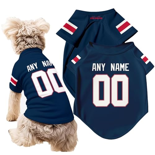 ANTKING New England Dog T-Shirt Pet Clothes Jersey for Dogs Custom Name and Number Gifts