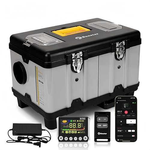 TB10 8KW TOOLBOX Diesel Air Heater AC110V DC12V 24V Adaptive Plateau portable parking heater, Auto Start-Stop & Ventilation function, with App Control for cars trucks RV campers tent garage home