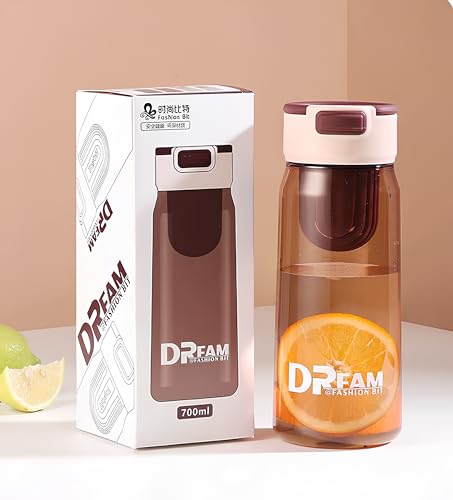 Image of THE VENTI SHOTAY Classic Unbreakable Water Bottle with Sipper BPA Free, Leak-Proof Water Bottle Ideal for Office, Sports, School, Gym (700ML-Brown)