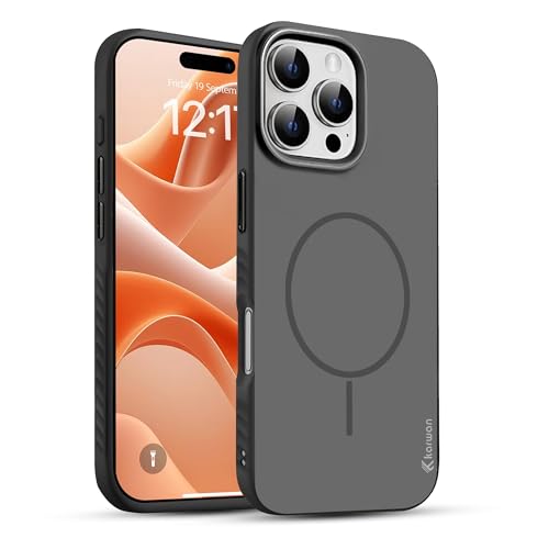Image of KARWAN Slim Shockproof Back Case Cover Compatible with iPhone 16 Pro,Dual Layer Armor Protection with Matt Finish, Heavy Duty Cover with Magnetic MagEase Wireless Charging (Black)