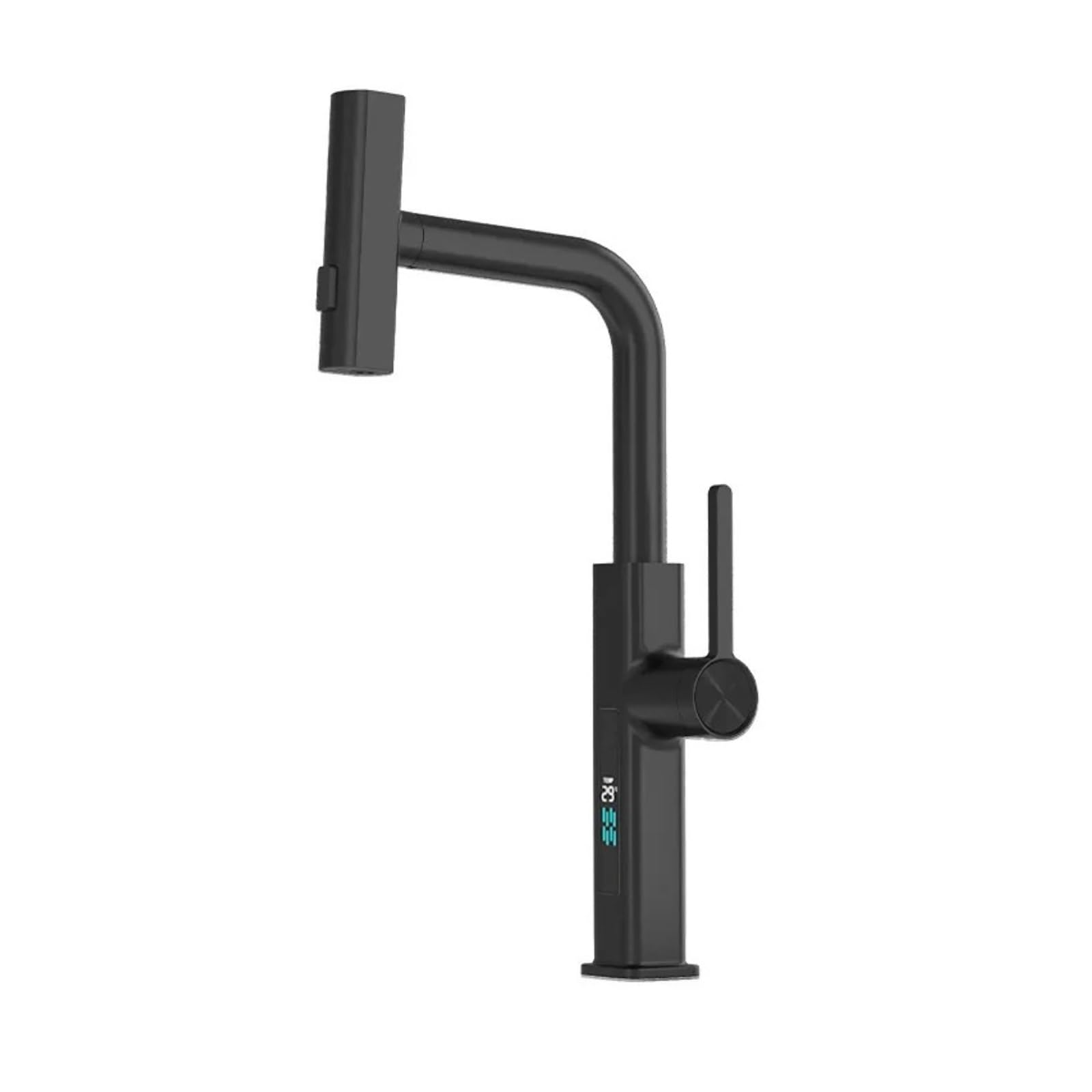 Digital Faucet with Waterfall Spout, Pull Out Brass Mixer Tap, 3-Mode Kitchen Basin Valve G1/2,Safe and Reliable(Black-Display)