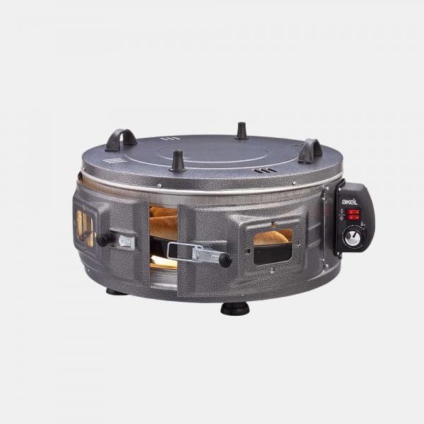 AKEL Elektro-Rundbackofen AF016 Mini-Backofen Pizzaofen tragbar (Silber)