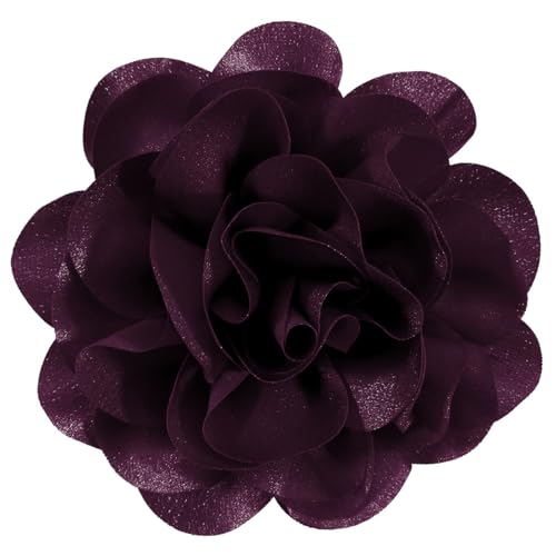 Image of 6.3 Inches Large Rose Flower Brooches and Pins for Women | Rose Flower Hair Clips for Women | Brooch for Woman Dresses | Hat & Hair, Pin for Clothes, Grape