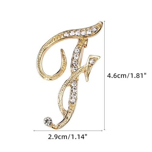 Image of Rhinestone Initial Brooch Pin for Women, Alphabet Gold Letter Brooch A-Z with Crystal, Metal Pin for Hat Bag Dress Suit Accessory for Men