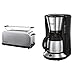 Russell Hobbs Toaster 2-Schlitz-Langschlitz Adventure, 2 extra breite Langschlitzkammern für 4 Toastscheiben & Kaffeemaschine Adventure Edelstahl, Thermokanne bis zu 8 Tassen, 1,0l, Abschaltautomatik
