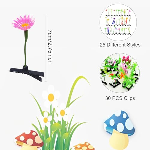 30 piezas de pinzas para el cabello estilo plantas miniatura 7