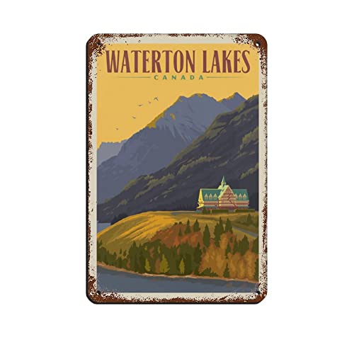 Canada Waterton LakesVintage Retro Reise Poster Blechschild Vintage Metall Pub Club Cafe Bar Home Wandkunst Dekoration Poster Retro 30 x 40 cm Cover