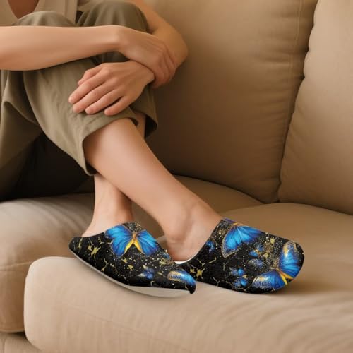 Women's Butterfly Winter Furry Slippers Flats Slip-on Indoor House Shoes Warm Bedroom Slipper3