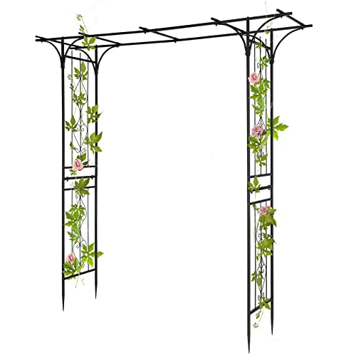 LEADZM Rosenbogen aus Metall stabil - Gartenbogen aus Metall, 206x41x216cm – Stabiler Rankbogen für Kletterpflanzen, Schwarz LEADZM Rosenbogen aus Metall stabil - Gartenbogen aus Metall, 206x41x216cm – Stabiler Rankbogen für Kletterpflanzen, Schwarz