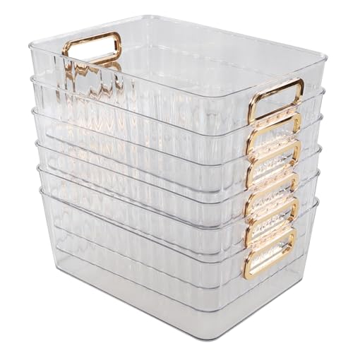 Lavandería, Home Idomy Paquete de 6 cestas/recipientes de plástico para almacenamiento, transparentes