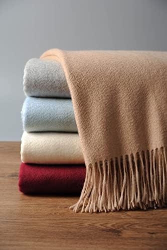 EP Mode 100% Pure Cashmere Throw Blanket for Sofa, Classic Design with Gift Box (Rugby Tan)