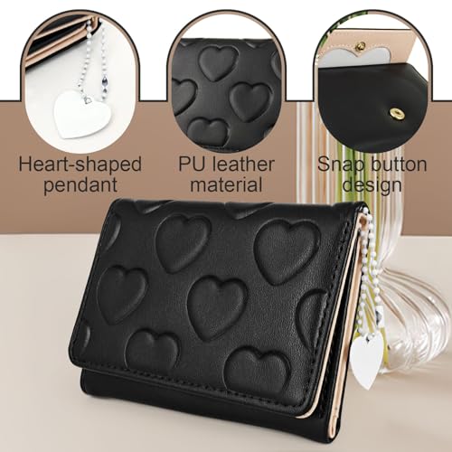Women Wallets, PU Card Holder Wallet with Heart-shaped Pendant Cute Ladies Purse for Shopping, Dating, Travel Small Purses for Women(Green)4