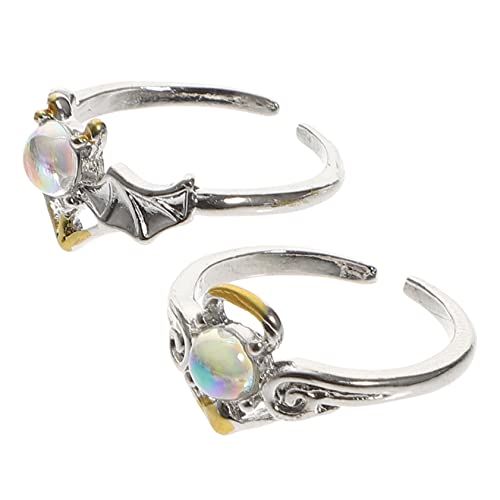 WHZHDMA Moonstone Engagement Cute Matching Moon Stones Ring Adjustable Women Jewelry Rings Wedding Decorations for Ceremony Allo